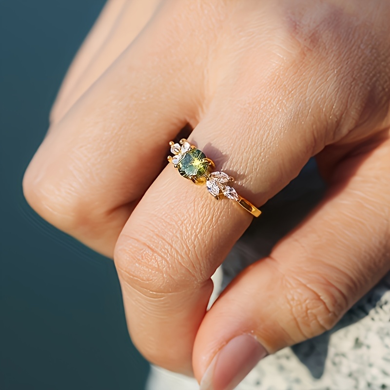 Vintage Style CZ Engagement Ring, August Birthstone
